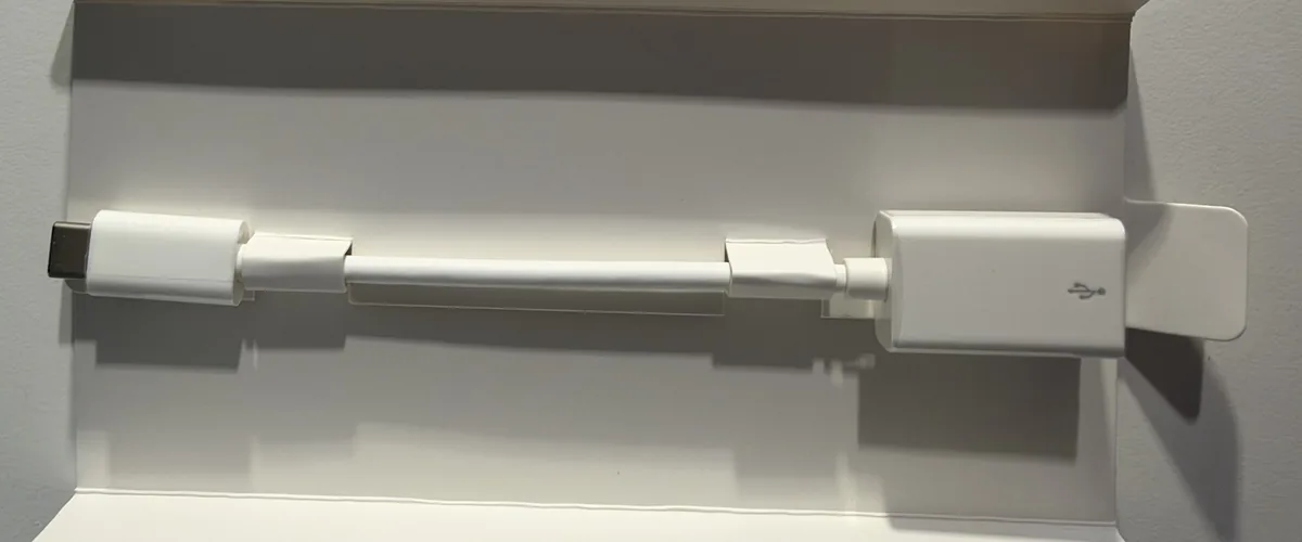 A short USB-C to USB-A adapter